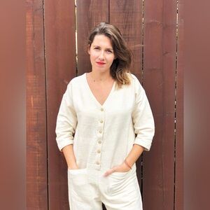 Happy French Gang Natural Textured Jumpsuit